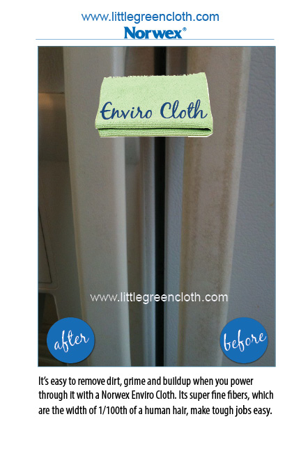 Norwex enviro cloth on refrigerator handle