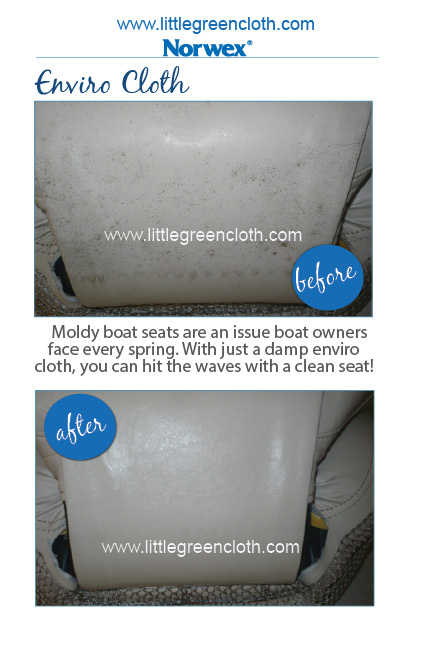 Norwex Enviro Cloth cleans mold on boat seats