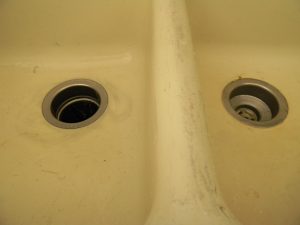 Dirty Sink Before scrubbing with Norwex Enviro Cloth