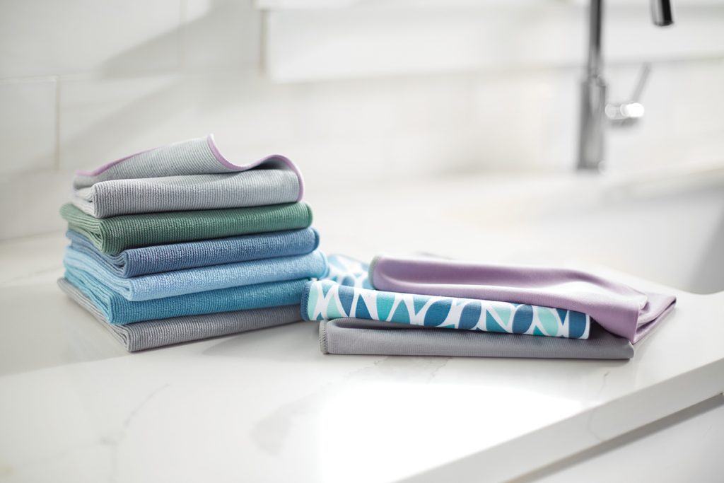 Norwex has samples of microfiber