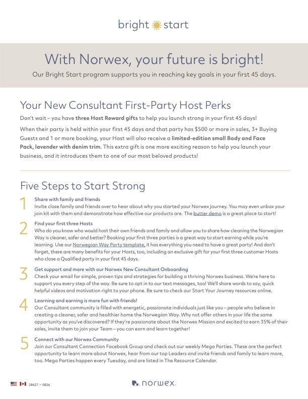 Norwex Bright Start more info